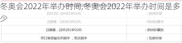 冬奥会2022年举办时间,冬奥会2022年举办时间是多少