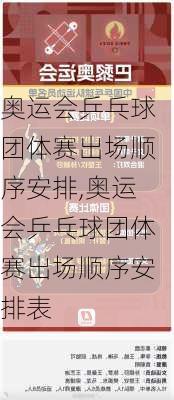 奥运会乒乓球团体赛出场顺序安排,奥运会乒乓球团体赛出场顺序安排表