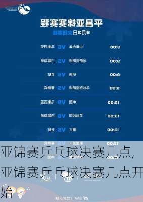 亚锦赛乒乓球决赛几点,亚锦赛乒乓球决赛几点开始