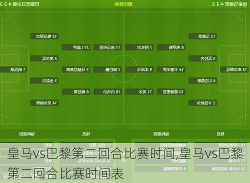 皇马vs巴黎第二回合比赛时间,皇马vs巴黎第二回合比赛时间表
