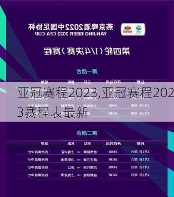 亚冠赛程2023,亚冠赛程2023赛程表最新