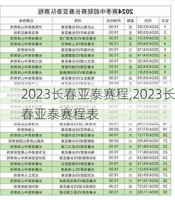 2023长春亚泰赛程,2023长春亚泰赛程表