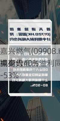 嘉兴燃气(09908.HK)盈警：预期中期母
拥有人应占溢利同
减少约40%-53%