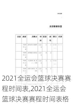 2021全运会篮球决赛赛程时间表,2021全运会篮球决赛赛程时间表格