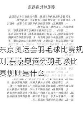 东京奥运会羽毛球比赛规则,东京奥运会羽毛球比赛规则是什么