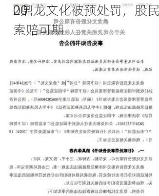 00
2鼎龙文化被预处罚，股民索赔可期