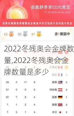 2022冬残奥会金牌数量,2022冬残奥会金牌数量是多少