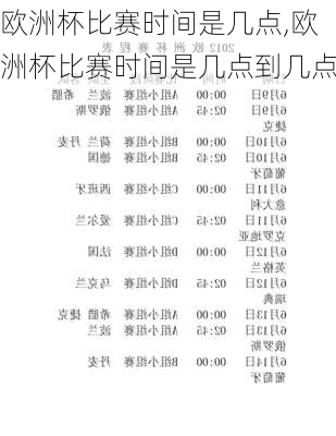 欧洲杯比赛时间是几点,欧洲杯比赛时间是几点到几点