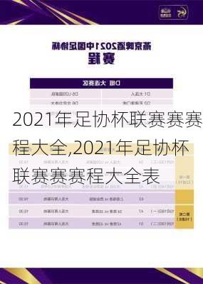 2021年足协杯联赛赛赛程大全,2021年足协杯联赛赛赛程大全表