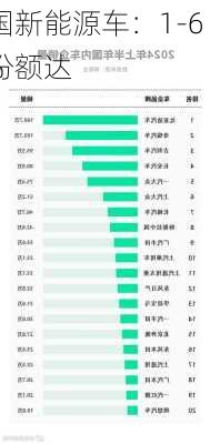 中国新能源车：1-6 月份额达 
.5%