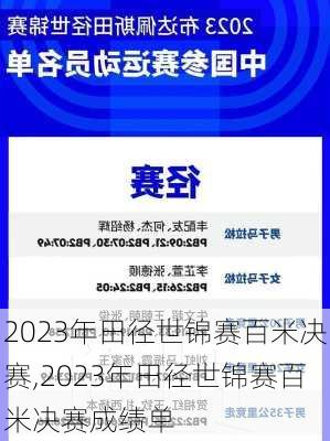 2023年田径世锦赛百米决赛,2023年田径世锦赛百米决赛成绩单