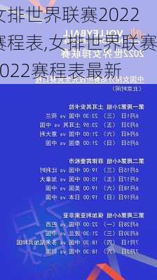 女排世界联赛2022赛程表,女排世界联赛2022赛程表最新