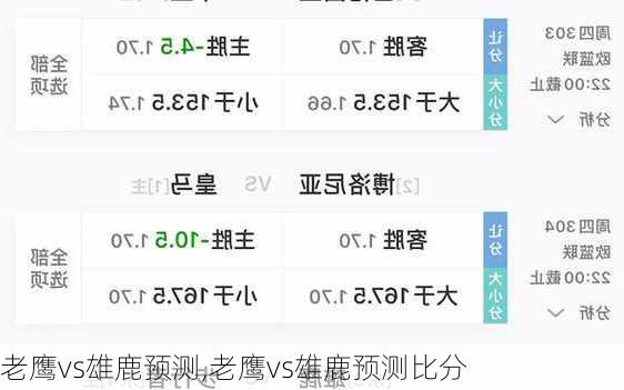 老鹰vs雄鹿预测,老鹰vs雄鹿预测比分