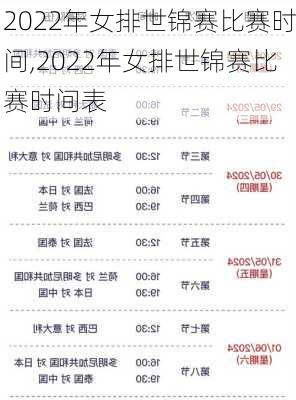 2022年女排世锦赛比赛时间,2022年女排世锦赛比赛时间表