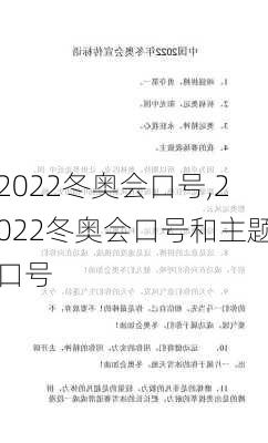 2022冬奥会口号,2022冬奥会口号和主题口号