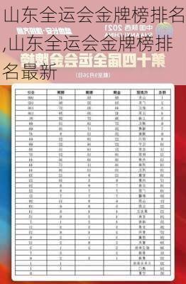 山东全运会金牌榜排名,山东全运会金牌榜排名最新