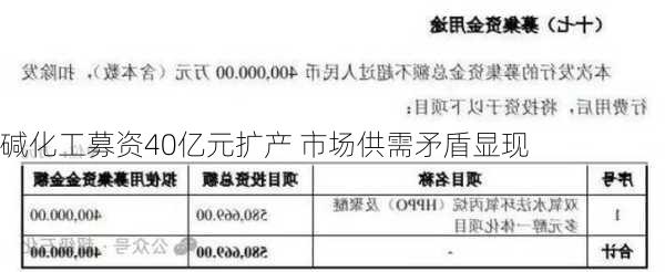 
碱化工募资40亿元扩产 市场供需矛盾显现