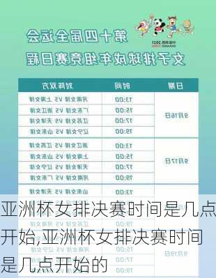 亚洲杯女排决赛时间是几点开始,亚洲杯女排决赛时间是几点开始的