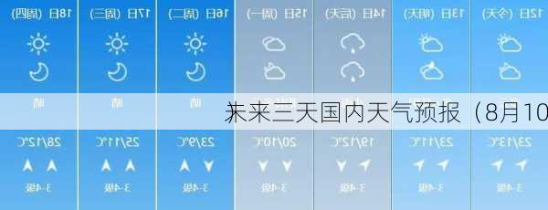 未来三天国内天气预报（8月10
）