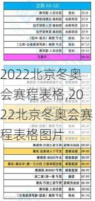 2022北京冬奥会赛程表格,2022北京冬奥会赛程表格图片