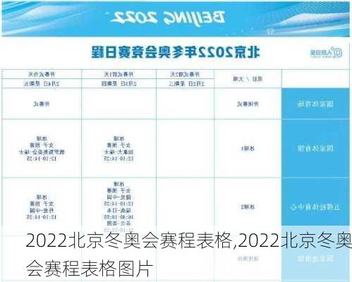 2022北京冬奥会赛程表格,2022北京冬奥会赛程表格图片