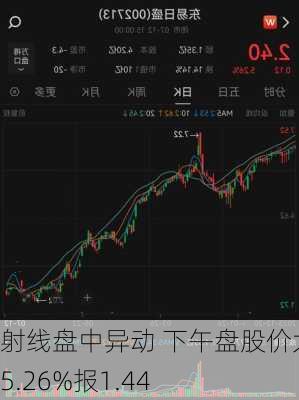 
射线盘中异动 下午盘股价大跌5.26%报1.44
