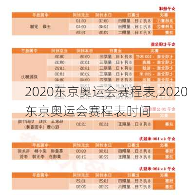 2020东京奥运会赛程表,2020东京奥运会赛程表时间