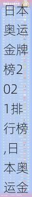 日本奥运金牌榜2021排行榜,日本奥运金牌榜2021排行榜最新