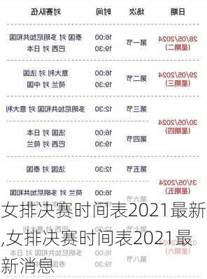 女排决赛时间表2021最新,女排决赛时间表2021最新消息