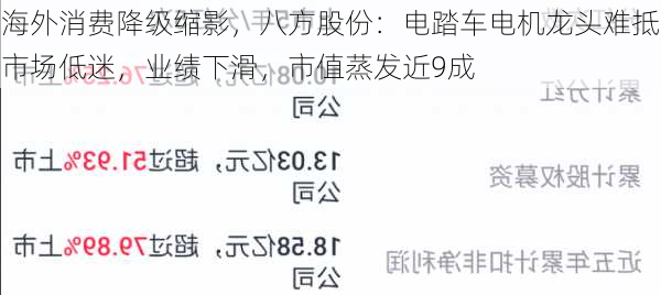 海外消费降级缩影，八方股份：电踏车电机龙头难抵市场低迷，业绩下滑，市值蒸发近9成