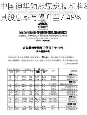 中国神华领涨煤炭股 机构称其股息率有望升至7.48%