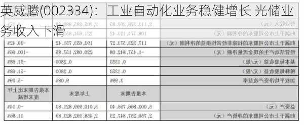 英威腾(002334)：工业自动化业务稳健增长 光储业务收入下滑