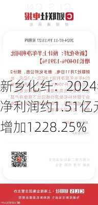 新乡化纤：2024年半年度净利润约1.51亿元 同
增加1228.25%