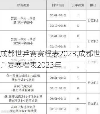 成都世乒赛赛程表2023,成都世乒赛赛程表2023年