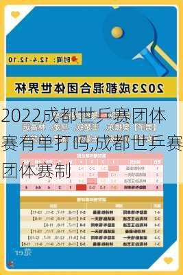 2022成都世乒赛团体赛有单打吗,成都世乒赛团体赛制