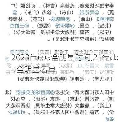 2023年cba全明星时间,21年cba全明星名单