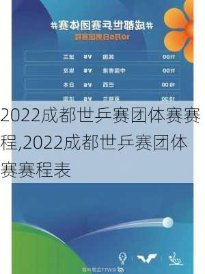 2022成都世乒赛团体赛赛程,2022成都世乒赛团体赛赛程表