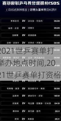 2021世乒赛单打举办地点时间,2021世乒赛单打资格