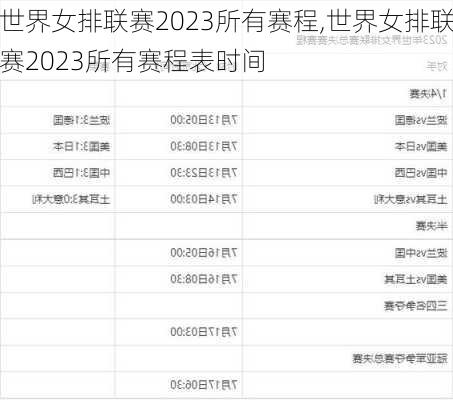 世界女排联赛2023所有赛程,世界女排联赛2023所有赛程表时间