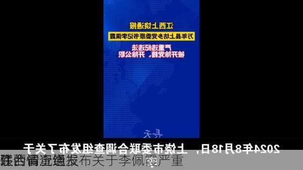 江西省上饶
联合调查组发布关于李佩霞严重
违
件的情况通报