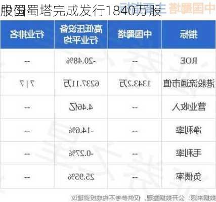 中国蜀塔完成发行1840万股
股份