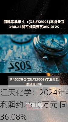 江天化学：2024年半年度净利润约2510万元 同
下降36.08%