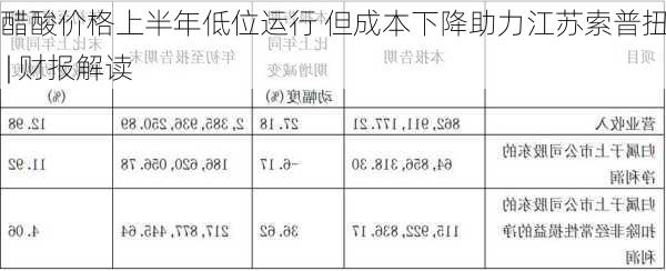 醋酸价格上半年低位运行 但成本下降助力江苏索普扭亏 | 财报解读