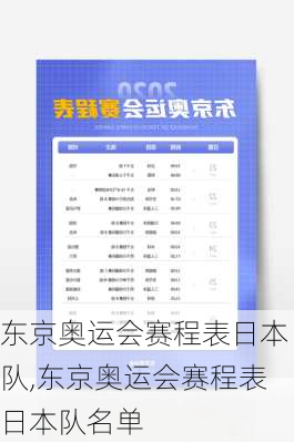 东京奥运会赛程表日本队,东京奥运会赛程表日本队名单