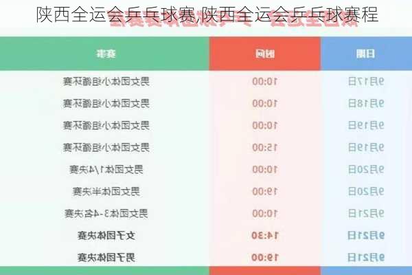 陕西全运会乒乓球赛,陕西全运会乒乓球赛程