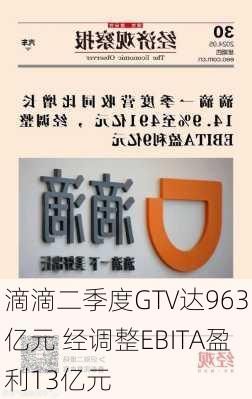 滴滴二季度GTV达963亿元 经调整EBITA盈利13亿元