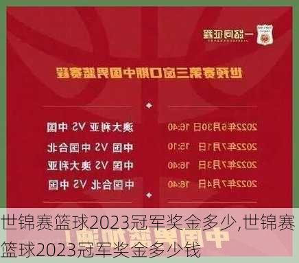 世锦赛篮球2023冠军奖金多少,世锦赛篮球2023冠军奖金多少钱