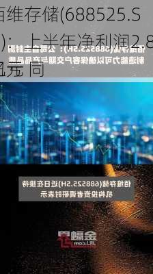 佰维存储(688525.SH)：上半年净利润2.83亿元 同
扭亏