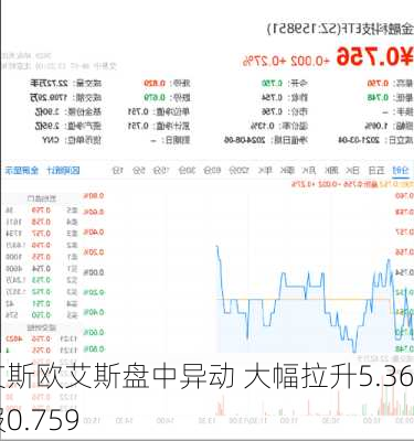 艾斯欧艾斯盘中异动 大幅拉升5.36%报0.759
