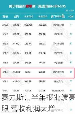 赛力斯：半年报业绩亮眼 营收利润大增